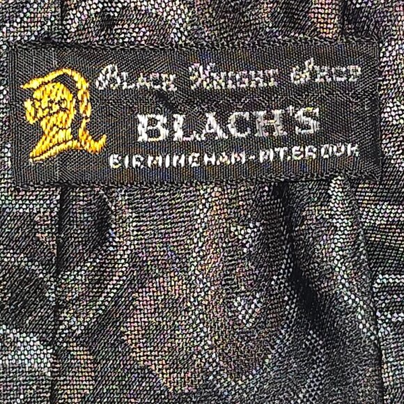 BLACH'S MENS TIE BLACK WITH GRAY PAISLEY DESIGN TRADITIONAL - Picture 3 of 6